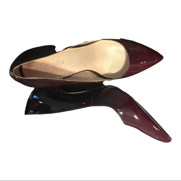 Nine West burgundy Ombre glossy Patent Leather stiletto‎ pump heels Size 10 new - Picture 5 of 12